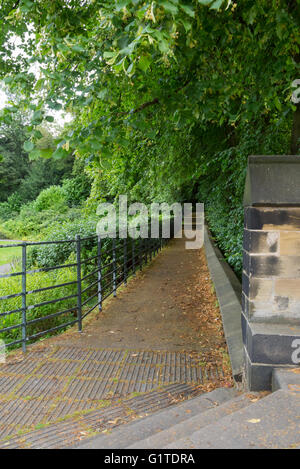 Saltwell Towers parete perimetrale, costruita per William Wailes nel 1862, e situato in Saltwell Park, Gateshead Foto Stock