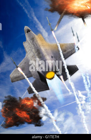 F22 fighter missile sky speed blue break fast rivoluzionario modello giocattolo Foto Stock