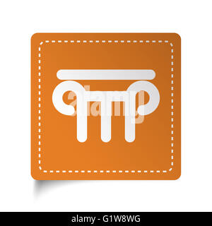 Piatto bianco colonna icona su adesivo arancione Foto Stock