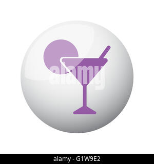 Appartamento Viola Cocktail icona sul 3d sfera Foto Stock