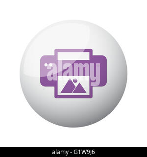 Appartamento Viola Stampa foto icona sul 3d sfera Foto Stock