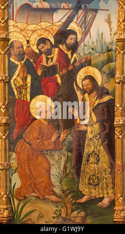 AVILA, Spagna, aprile - 18, 2016: La pittura la missione di San Paolo da San Pietro e gli apostoli da Fernando Gallego (15 cent.). Foto Stock