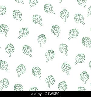 Vitamina carciofo doodle pattern per la cucina design Illustrazione Vettoriale