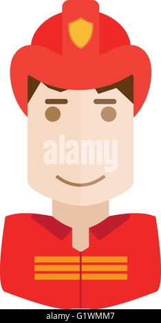 Pompiere, vigili del fuoco e la relativa icona. Avatar e persona illustrazione. Appartamento colorato stile delineato. Illustrazione Vettoriale