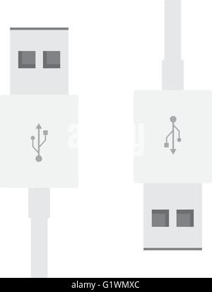 Ricarica tramite USB plug illsutration vettore stile piatto Illustrazione Vettoriale