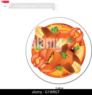 Cucina di Singapore, Chili Crab fatte di fango granchi fritti Stir in dolce e salato con pomodoro e salsa di peperoncino. Uno dei più Popul Illustrazione Vettoriale