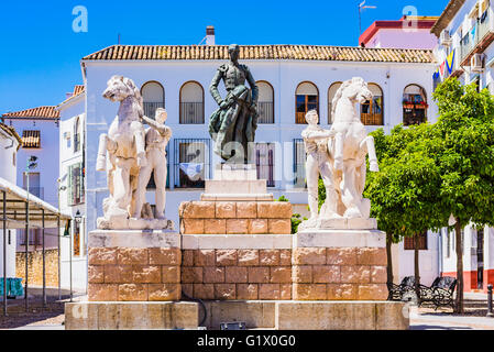 Il monumento a Manolete è una scultura dedicata al torero Manolete si trova nella Plaza del Conde de Priego. Córdoba, Foto Stock