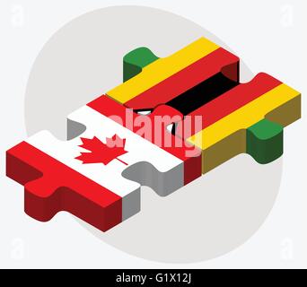 In Canada e in Zimbabwe bandiere nel puzzle isolati su sfondo bianco Illustrazione Vettoriale