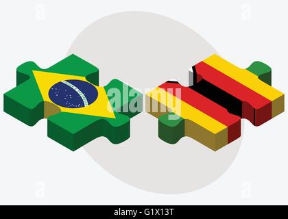 Brasile e Zimbabwe bandiere nel puzzle isolati su sfondo bianco Illustrazione Vettoriale