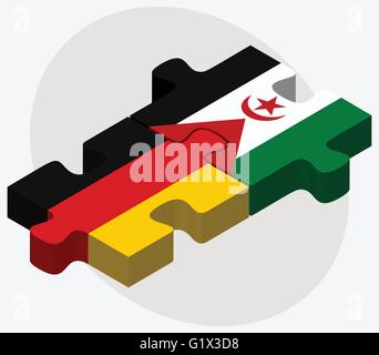 In Germania e nel Sahara Occidentale di bandiere nel puzzle isolati su sfondo bianco Illustrazione Vettoriale