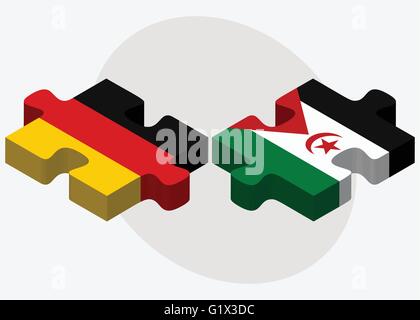 In Germania e nel Sahara Occidentale di bandiere nel puzzle isolati su sfondo bianco Illustrazione Vettoriale