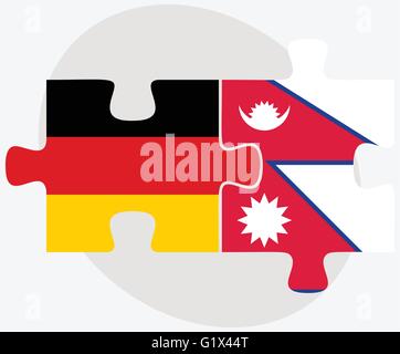 In Germania e in Nepal bandiere nel puzzle isolati su sfondo bianco Illustrazione Vettoriale