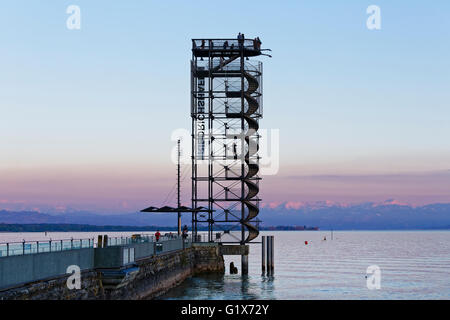Torre di avvistamento, Moleturm a Port-Mole, Friedrichshafen presso il lago di Costanza e il Lago di Costanza distretto, Alta Svevia, Svevia Foto Stock