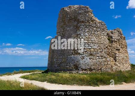 Il salento, Torre Chianca: torre costiera sbriciolare Foto Stock