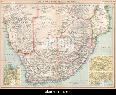 Sud Africa. Natal Bechuanaland Orange Free membro Transvaal. Cape Town 1912 mappa Foto Stock