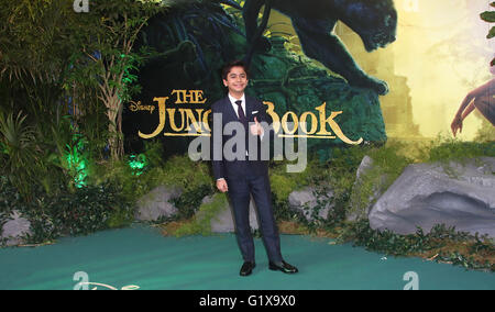 Aprile 11, 2016 - Neel Sethi frequentando il Libro della Giungla Premiere europeo al BFI Imax a Londra, Regno Unito. Foto Stock