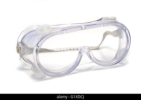 Cancellare gli occhiali di sicurezza isolato su bianco Foto Stock