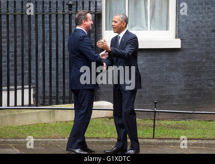 Il presidente Barack Obama incontro il Primo Ministro David Cameron a Downing Street Londra. Foto Stock