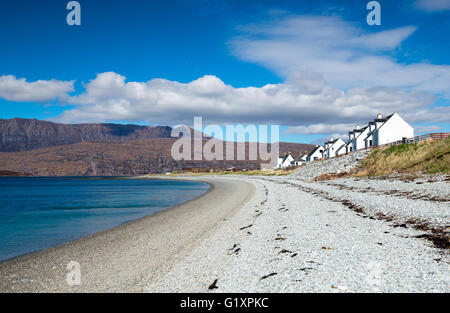 Spiaggia deserta a Ardmair baia vicino a Ullapool, Wester Ross Scotland Regno Unito Foto Stock