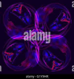 Abstract fractal sfere incandescente in rosa e in blu Foto Stock