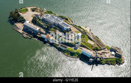 Isola prigione di Alcatraz, Isola di Alcatraz, vista aerea di San Francisco San Francisco Bay Area, California, Stati Uniti d'America Foto Stock