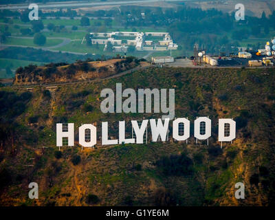 Hollywood Sign sul Monte Lee Drive, Hollywood Hills, Los Angeles, nella contea di Los Angeles, California, Stati Uniti d'America Foto Stock