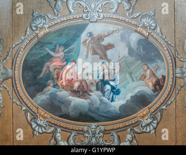 Kensington Palace di Londra, soffitto dipinto nel re gli appartamenti di stato. Foto Stock