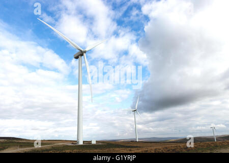Le turbine eoliche a carbone Clough vicino a Burnley, Lancashire, Inghilterra Foto Stock