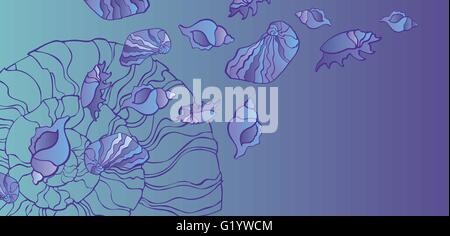 Set di conchiglia sfondo senza giunture Illustrazione Vettoriale