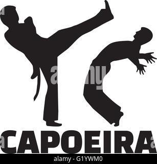 Capoeira lotta con la parola Illustrazione Vettoriale