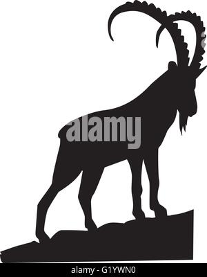 Ibex sulla roccia Illustrazione Vettoriale