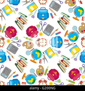 Scuola seamless pattern su sfondo bianco Foto Stock