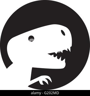 Dinosauro t-rex in testa davanti a luna Illustrazione Vettoriale