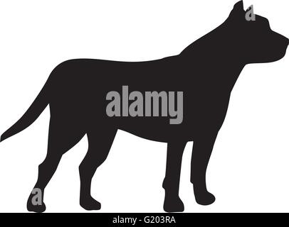 Pit bull cane silhouette Illustrazione Vettoriale