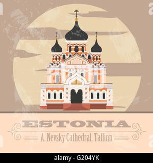 In Estonia i punti di riferimento. In stile retrò immagine. Illustrazione Vettoriale Illustrazione Vettoriale