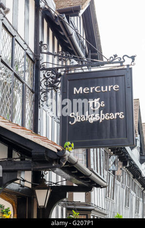 Segno per Mercure Shakespeare Hotel in Chapel Street, Stratford-upon-Avon Foto Stock