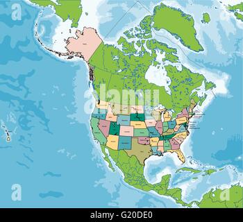 Gli Stati Uniti d'America map Illustrazione Vettoriale