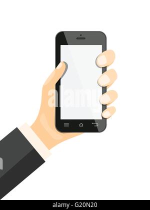 Design piatto moderno vettore illustrazione concetto di mobile banking, gli investimenti delle imprese, internet banking con un cellulare Illustrazione Vettoriale