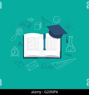 Design piatto moderno vettore illustrazione concetto di formazione, istruzione, studiare con libro - eps 10 Illustrazione Vettoriale