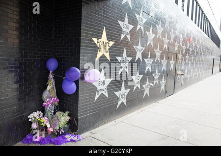 Principe della stella e memoriale tra parete di stelle a First Avenue Nightclub. Minneapolis Minnesota MN USA Foto Stock