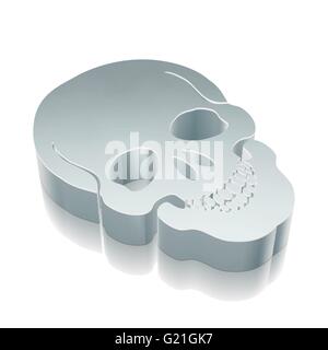 Icona di salute: 3d Scull metallico con la riflessione, illustrazione vettoriale. Illustrazione Vettoriale