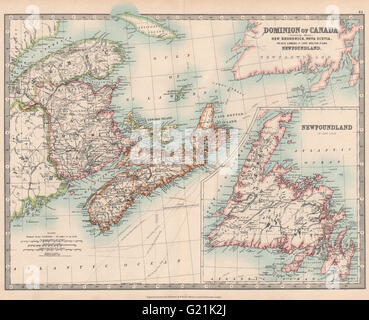 CANADA MARITIMES Terranova Nova Scotia Prince New Brunswick JOHNSTON 1912 mappa Foto Stock