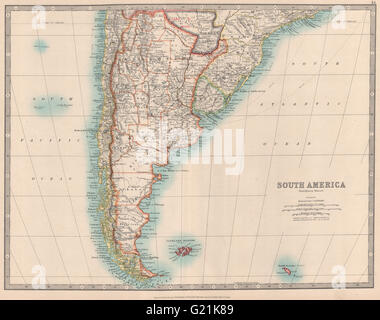 Sud America sud foglio. Mostra Bolivia rivendicazione sul Gran Chaco. JOHNSTON, 1912 Mappa Foto Stock