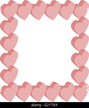Telaio cuori isometrica rosa, vettore Illustrazione Vettoriale