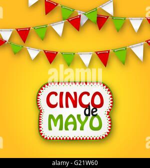 Cinco De Mayo Holiday Bunting sfondo. Poster messicano Illustrazione Vettoriale
