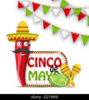 Vacanze sfondo celebrazione per il Cinco De Mayo Illustrazione Vettoriale