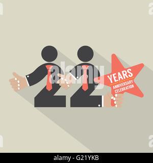 22 anni di anniversario Design Tipografia illustrazione vettoriale Illustrazione Vettoriale