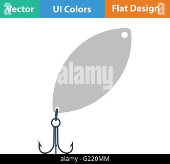 Design piatto icona del cucchiaio di pesca nella UI di colori. Illustrazione Vettoriale. Illustrazione Vettoriale