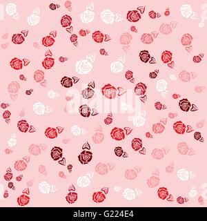 Rosa con foglia modello senza giunture Illustrazione Vettoriale