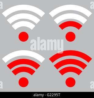 Wi-fi la potenza del segnale. Collegamento wireless e forza il segnale wi-fi internet, indicatore livello wifi .vettore design piatto illustra Foto Stock